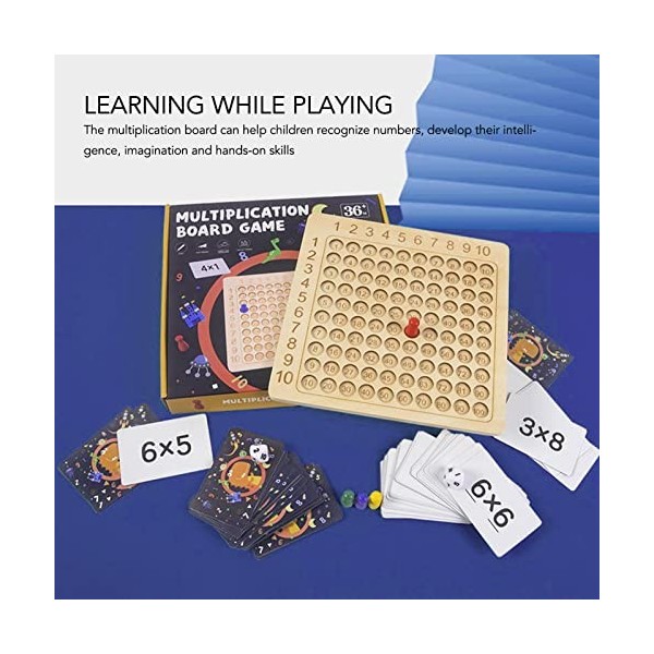 Pwshymi Jeu de Plateau de Multiplication Mathématique Enfants Montessori Comptage Jouets éducatifs Table de Multiplication en