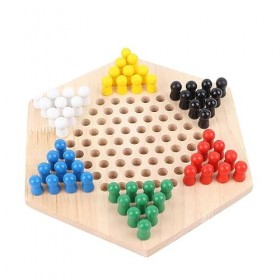 BROLEO Jeu de Dames Chinoises, Jeu de société éducatif Interactif en Bois coloré pour lapprentissage Précoce des Dames Chino