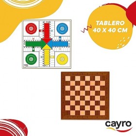 Cayro - Parcheesi et Échiquier - Bois Taille 40 x 40 - Design Classique et Élégant - Jeu Traditionnel - Développement Cogniti