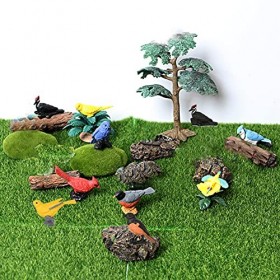 Morofme Lot de 7 mini figurines doiseaux pour gâteaux et cupcakes,Décoration miniature doiseaux,Oriole Robin,Cardinal,Jouet