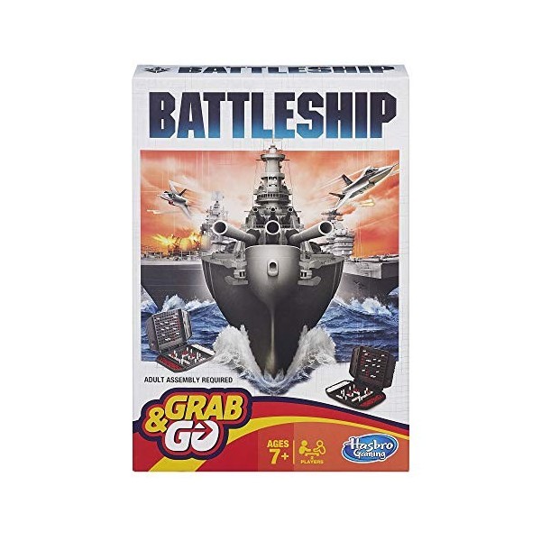 Hasbro Gaming B0995102 Battleship Grab and Go – Jeu portable à 2 joueurs – Jeu de voyage amusant pour enfants de 7 ans et plu