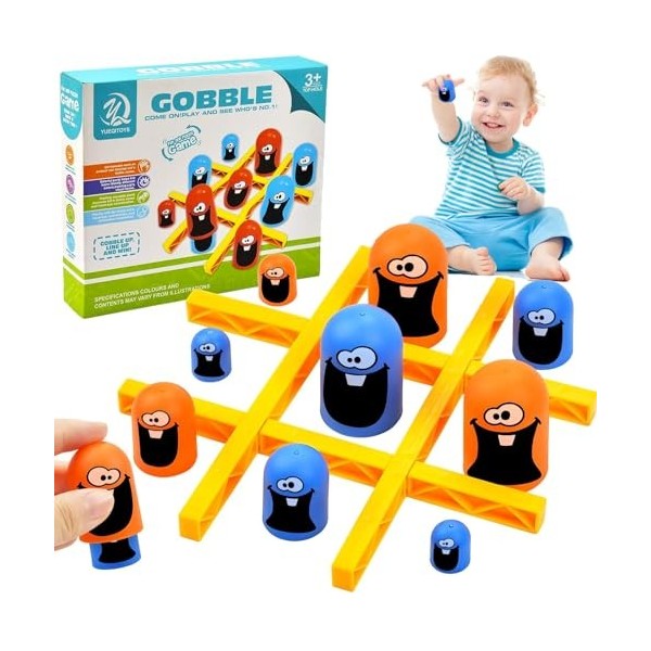 xinrongda Tic Tac Toe Big Eat Small Game, 2 Players Blue Orange Jeu de société Gobblet Gobblers, Parent Enfant Interactive Fa