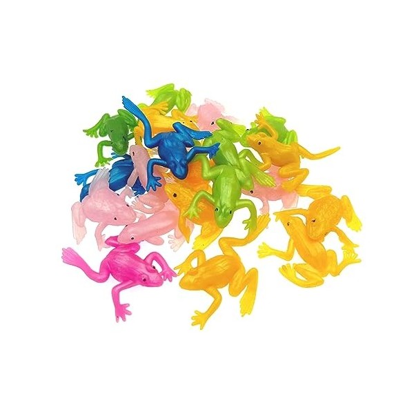 JZK 20 x Jouets de Grenouilles Extensibles en Caoutchouc Colorés Ensemble de Faux Animaux Jouets de Fête pour Enfants Cadeaux