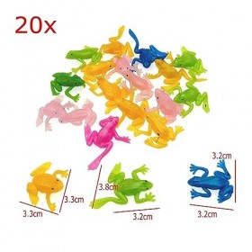 JZK 20 x Jouets de Grenouilles Extensibles en Caoutchouc Colorés Ensemble de Faux Animaux Jouets de Fête pour Enfants Cadeaux