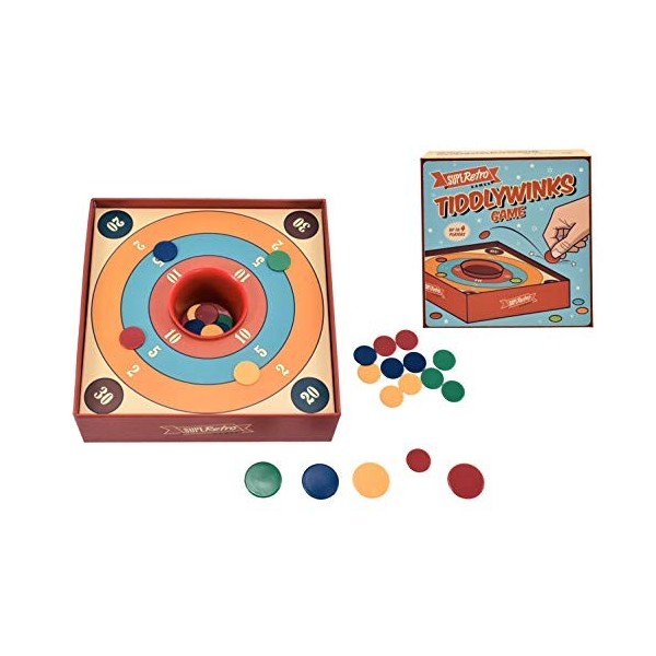 D.A.Y. Republic Tiddlywinks Jeu de table traditionnel Famille rétro Compétence Tiddly Winks Nostalgique Jeu de société 2 à 4 