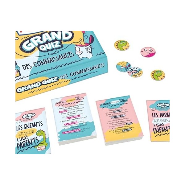 Jeux de Société Enfants Contre Parents Grand Quiz des Connaissances Jeu de Plateau Familial pour Enfants et Adultes Quiz Jeu 