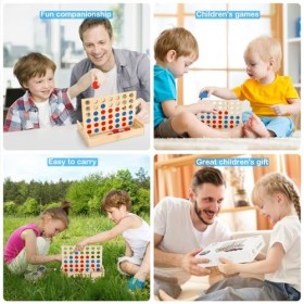 VingaHouse Jeux de société Enfant-Puissance 4 en Bois-Jouet éducatif - Jeu de Voyage Portable - Convient comme Cadeau pour Le