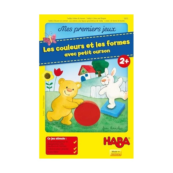 HABA 5975 - Mes premiers jeux - Les couleurs et les formes avec petit ourson Fabriqué en Allemagne 