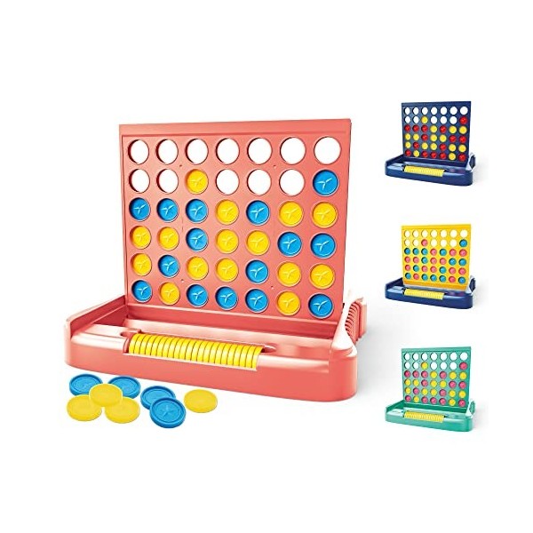 Pup Go Jeu Puissance 4 Geant Rose, inclure 6 Jetons de Rechange - Jeux de Voyage, Jeu de Société de Strategie pour Enfant 3 4