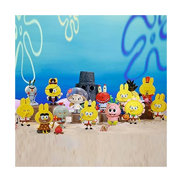 POP MART Labubu Spongebob Series-1PC Figurines Populaires Figurines Aléatoires Figurines d’Action Figurines de Jouet Figurine