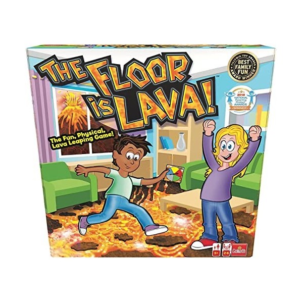 Goliath Games The Floor is Lava! Le Jeu de Saut de Lave Amusant, Physique, Jeux de fête pour Enfants | pour 2 à 6 Joueurs | À