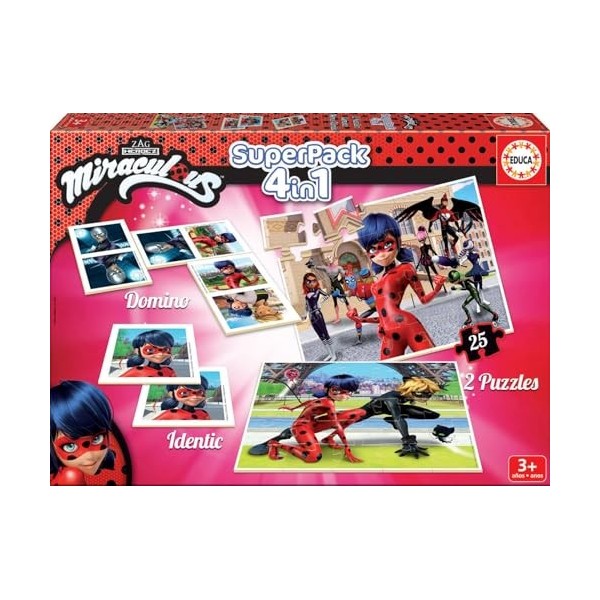 Educa - Miraculous Ladybug Superpack de 2 Jeux et 2 Puzzles: Jeu de Domino, Jeu de Identic et 2 Miraculous Ladybug Puzzle 17
