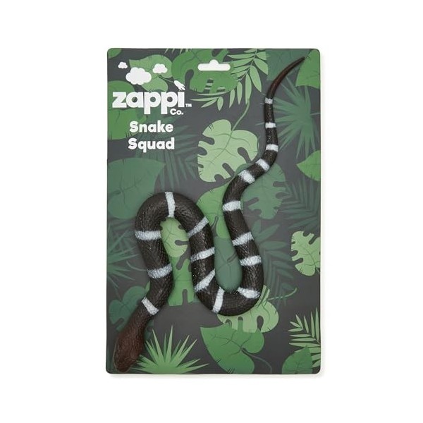 Zappi Co Figurine serpent à bandes réaliste – Serpent en caoutchouc élastique pour Halloween, apprentissage éducatif et farce