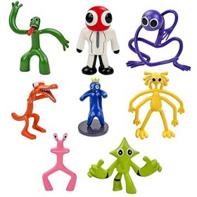 Babioms 8 pcs Figurine Rainbow Anniversaire Mini Figurines Décorations de Gâteau Rainbow Figurines de Personnages pour Les Fa