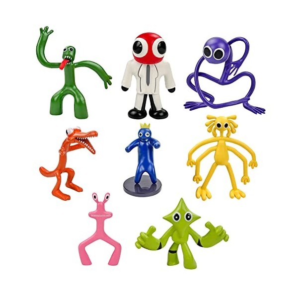Babioms 8 pcs Figurine Rainbow Anniversaire Mini Figurines Décorations de Gâteau Rainbow Figurines de Personnages pour Les Fa