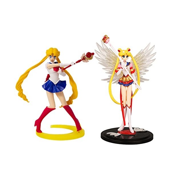 BESTZY Sailor Moon Action Figure Modèle, 2 pièces Sailor Moon Figure, Figurine articulée de la série Sailor Moon, Sailor Moon