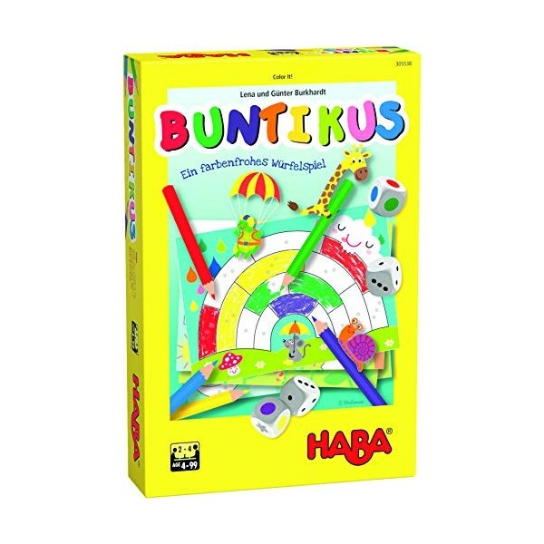 HABA Buntikus 305538 Jeu de société à partir de 4 Ans pour 2 à 4 Joueurs, durée de Jeu 10 Minutes, Jeu de dés et Jeu de Peint