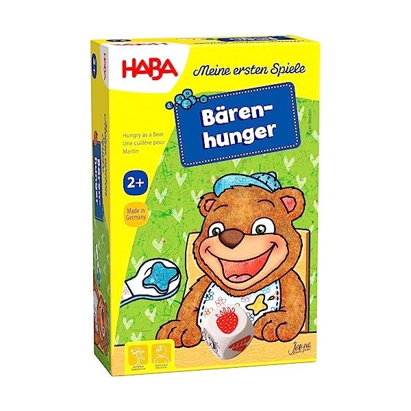 HABA 301257 - Mes Premiers Jeux - Hungry as a Bear - Jeu de mémoire et de dextérité à partir de 2 Ans - Version Allemande