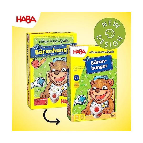 HABA 301257 - Mes Premiers Jeux - Hungry as a Bear - Jeu de mémoire et de dextérité à partir de 2 Ans - Version Allemande