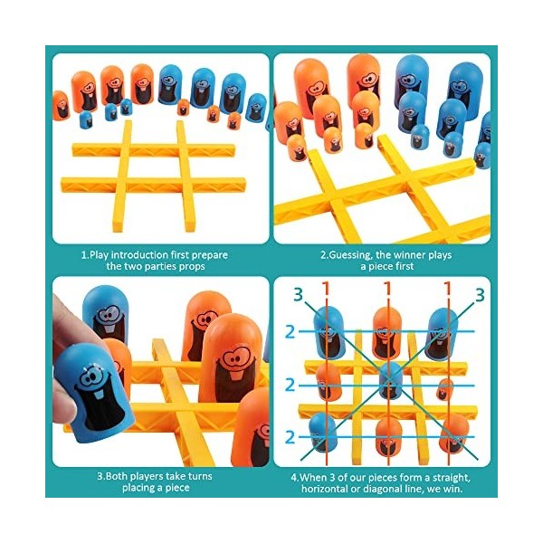 HOVCEH Jeux de Société 2 Joueurs, Jeu de Tic Tac Toe, Jeux de Table Interactifs pour léducation Précoce, Big Eat Small Game P