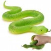 Zappi Co Figurine serpent réaliste verte en forme de feuille de bambou – Jouet en caoutchouc souple réaliste pour jeu de simu