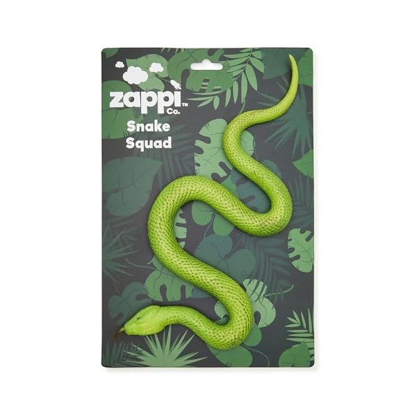 Zappi Co Figurine serpent réaliste verte en forme de feuille de bambou – Jouet en caoutchouc souple réaliste pour jeu de simu