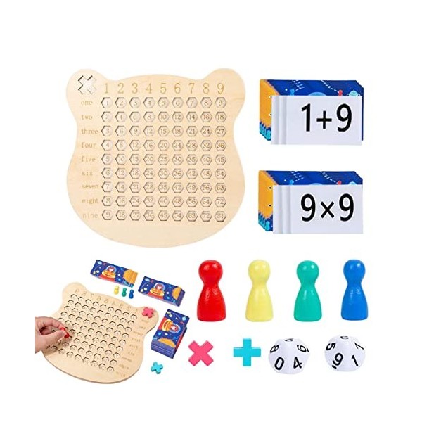 ALPGEN Tableau de Multiplication mathématique en Bois | Table de Multiplication 2 en 1 | Jeux mathématiques Amusants, Jeu de 