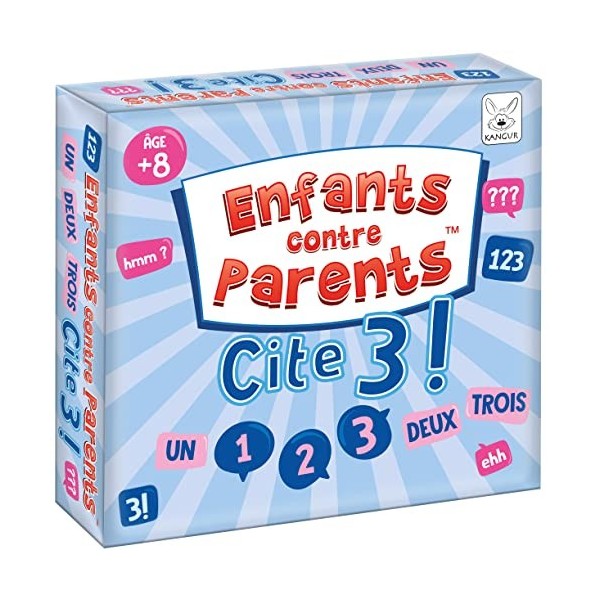 KANGUR Jeu de Plateau Familial Jeux de Société pour Enfants et Adultes Quiz Jeu de Cartes Enfants Contre Parents Cite 3 !