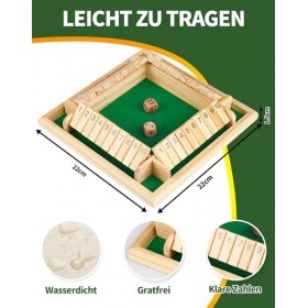 NETONDA Shut The Box Jeu de société à 4 joueurs en bois - Jeu de mathématiques pour enfants à partir de 3, 4, 5, 6, 7 ans - G