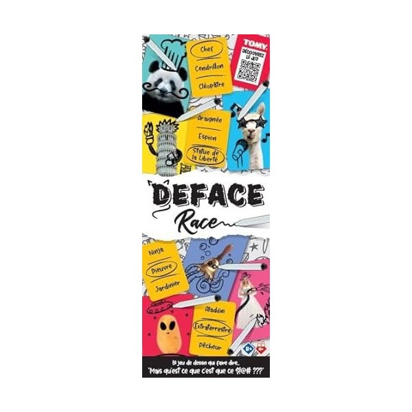 Tomy Games T73588 Deface Race, Jeu Familial de Dessin pour 4 Joueurs ou Plus, pour Adultes et Enfants à Partir de 8 Ans, Mult