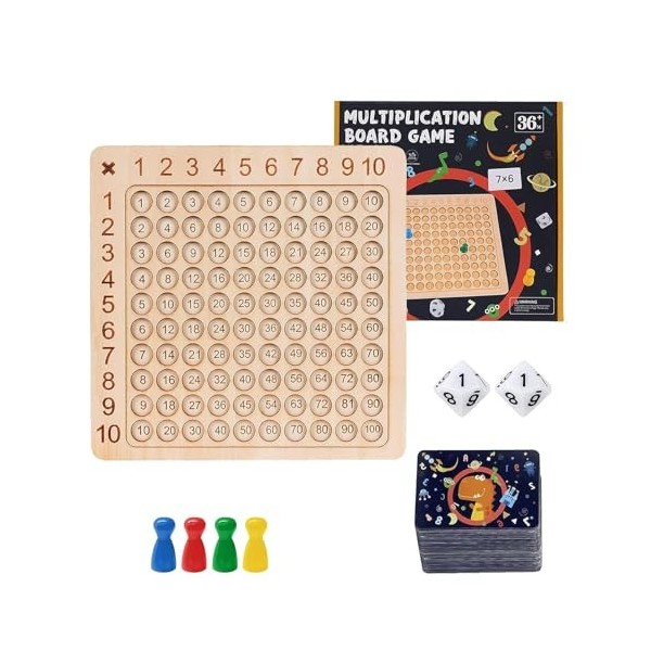 Table de Multiplication Jeu Tableau Multiplication Montessori Jeux Plateau Mathématique en Bois pour Les Enfants de 3 Ans Plu