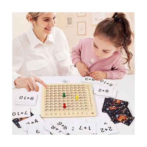Table de Multiplication Jeu Tableau Multiplication Montessori Jeux Plateau Mathématique en Bois pour Les Enfants de 3 Ans Plu