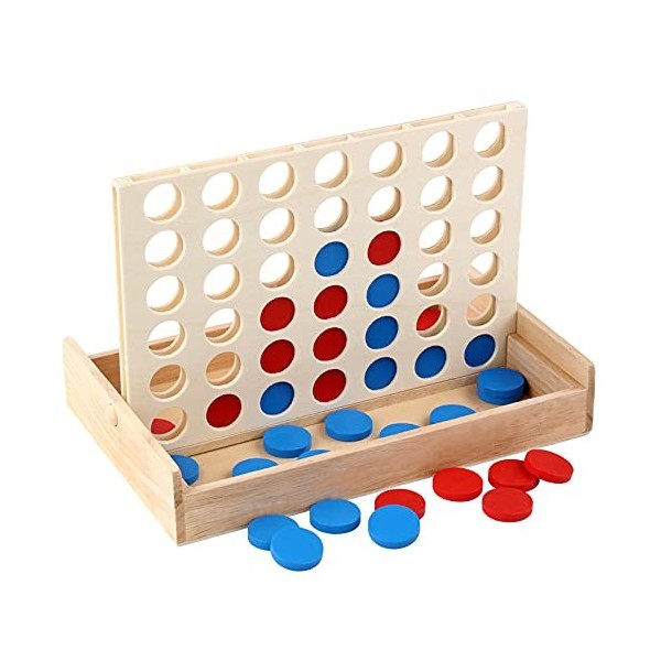 Jeux de société Enfant, Jeu de société pour 2 Personnes Puissance 4 en Bois Jeu de société Game Convient comme Cadeau pour Le