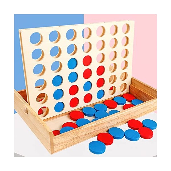 Jeux de société Enfant, Jeu de société pour 2 Personnes Puissance 4 en Bois Jeu de société Game Convient comme Cadeau pour Le