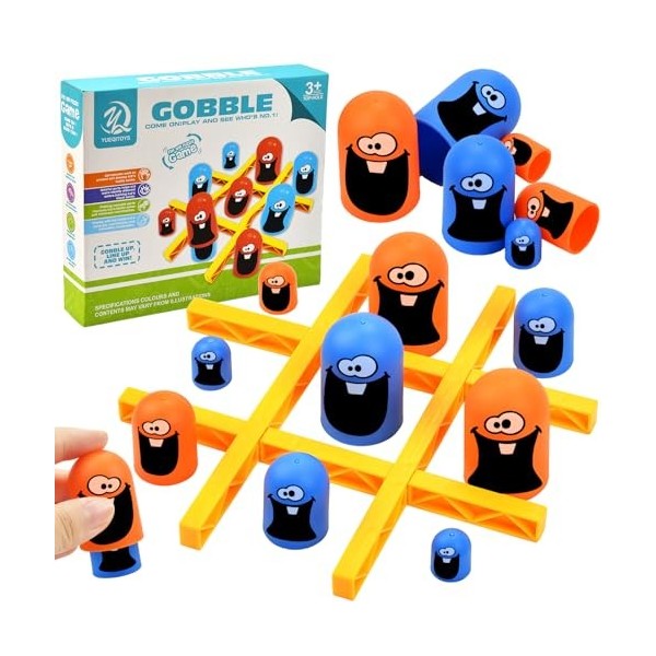 Pipihome Jeu Big Cover Small Tic Tac Toe, Jeu interactif Parent-Enfant, Jeu de société Blue and Orange Gobblet Gobblers, Jeux