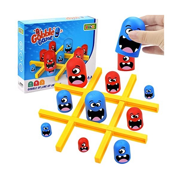 Pipihome Jeu Big Cover Small Tic Tac Toe, Jeu interactif Parent-Enfant, Jeu de société Blue and Orange Gobblet Gobblers, Jeux