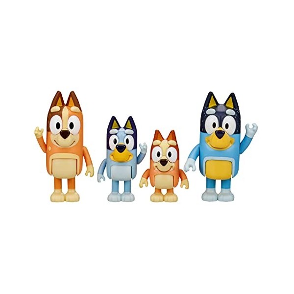 Bluey and Family: Bingo, Bandit and Chilli 4 Figure pack Articulated Character Action Figures 2.5 inches Official Collectable