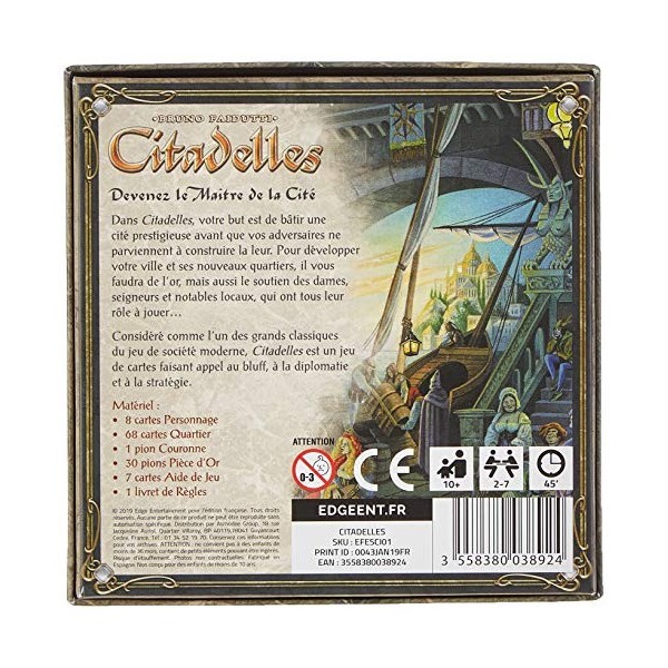 Asmodee Edge | Citadelles | Jeu de société | À partir de 10 ans | 2 à 7 joueurs | 45 minutes