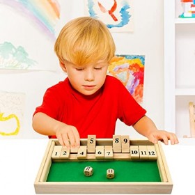 Kitchnexus 2 Joueurs Ferme la Boîte avec 12 Numéros Jouet de Plateau de Dés Classique Grün 