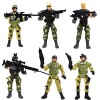 Ropniik 6pcs Special Forces Army Figurine Toy Modèle de Police Militaire Mobile avec Articulations et Armes Parents Enfants P