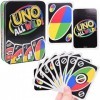 OBLRXM UNO jeu de société, Uno All Wild jeu de société et de 112 cartes avec Boîte solide en Métal Colorée, Jeu Apéro, Jeux d