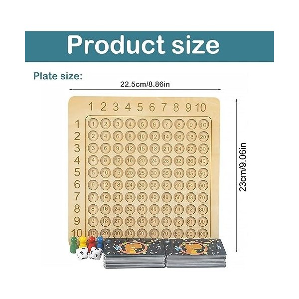 DDKY 1 Article Jeu Multiplication,Jeu Montessori, Tableau de Multiplication Enfant, Tableau de Multiplication Montessori, Jeu