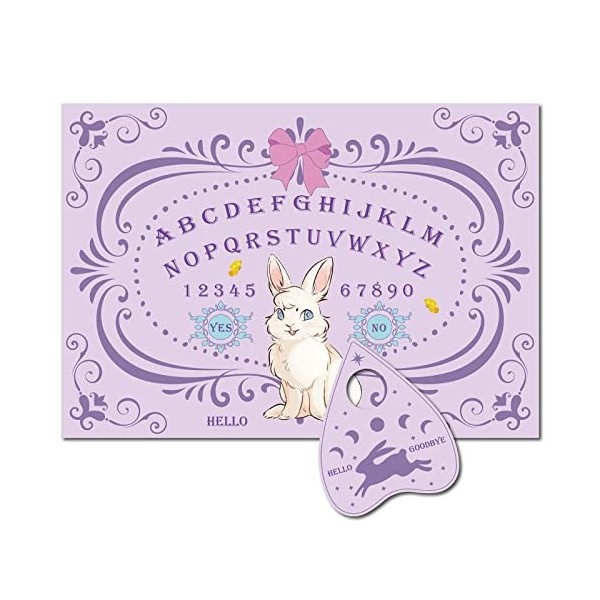 CREATCABIN Lapin Pâques Bois Spirit Board Pendule Board Bois Parler Ouija Planches avec Planchette Dowsing Divination Jeu Spi