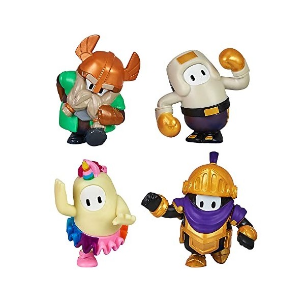 Figurines Fall Guys à Collectionner - Personnages Interchangeables Avec Costumes, 10,2 Cm, 5 Points D'articulation, Pack De 4