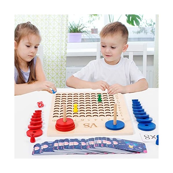 Holdes Tableau de Multiplication Montessori | Jeu de société en Bois pour Table de Multiplication et de mathématiques | Soula