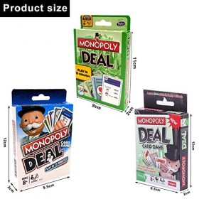 3pcs Jeux de Cartes Monopoly Jeu de Societe Deal Jeu de Cartes à Jouer Rapide pour 2-5 Joueurs Jeu de Plateau Classique Joueu