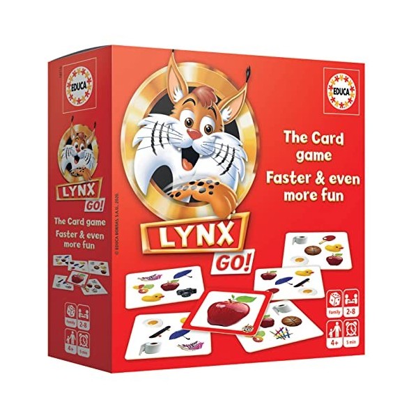 Educa 18922 Lynx Go! Jeu de Cartes, Version Anglaise, à partir de 4 Ans