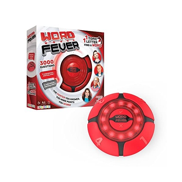 TOMY Games Word Fever, Jeu de devinettes, Jeu de Mots au Rythme Rapide, 3000 Questions, Jeu de devinettes, Jeu de Recherche d