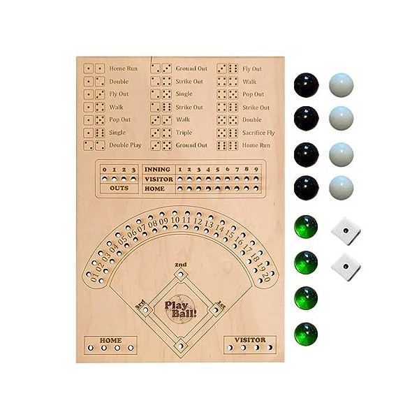 Plateau de Jeu de dés de Baseball, Plateau de Jeu de Flipper de Sport en Bois, Jeu de Chiffres mathématiques Classique avec 1