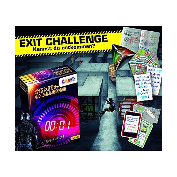 CRAZE EXIT 29374 Challenge Race Against Time Escape Jeu pour Enfants de 8 à 6 Joueurs Version Allemande